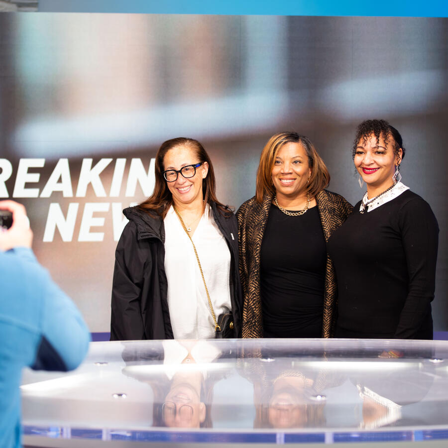 Visitors tour Studio A at KARE 11 in Golden Valley, MN