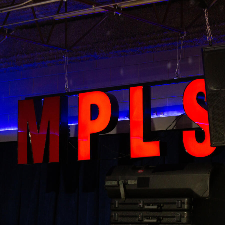 MPLS Sign in rehearsal room at Hook and Ladder in South Minneapolis