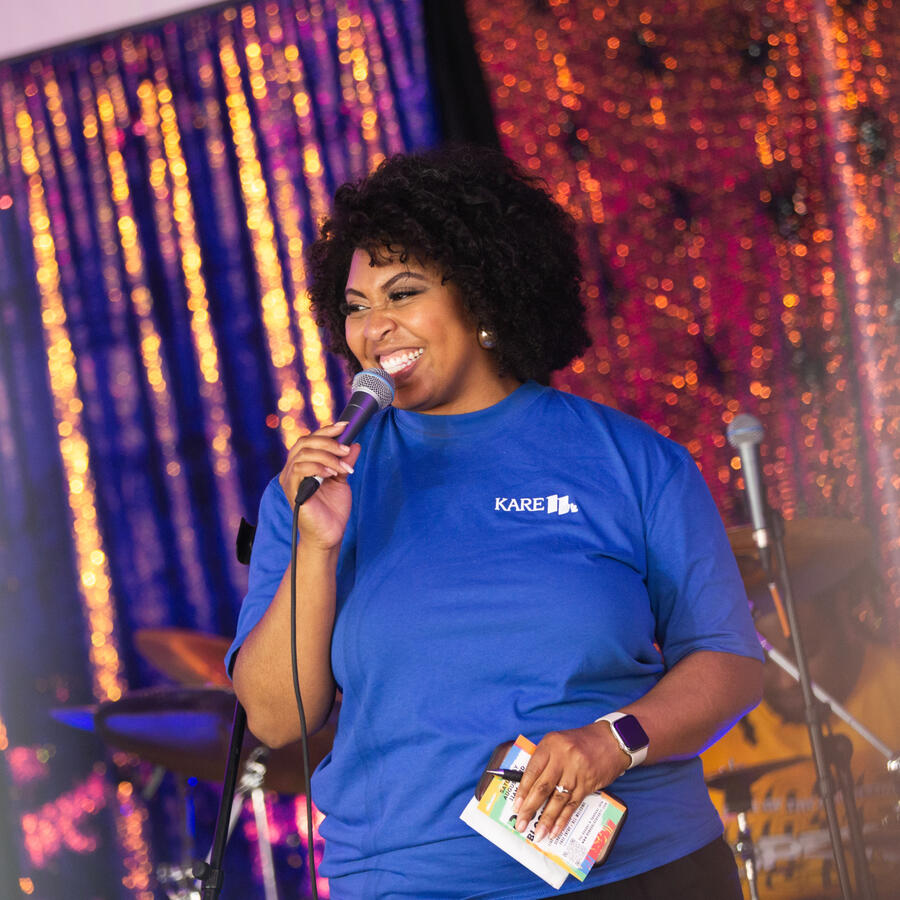 Alexis Rogers on mic at Soul of the South Side, June 2024